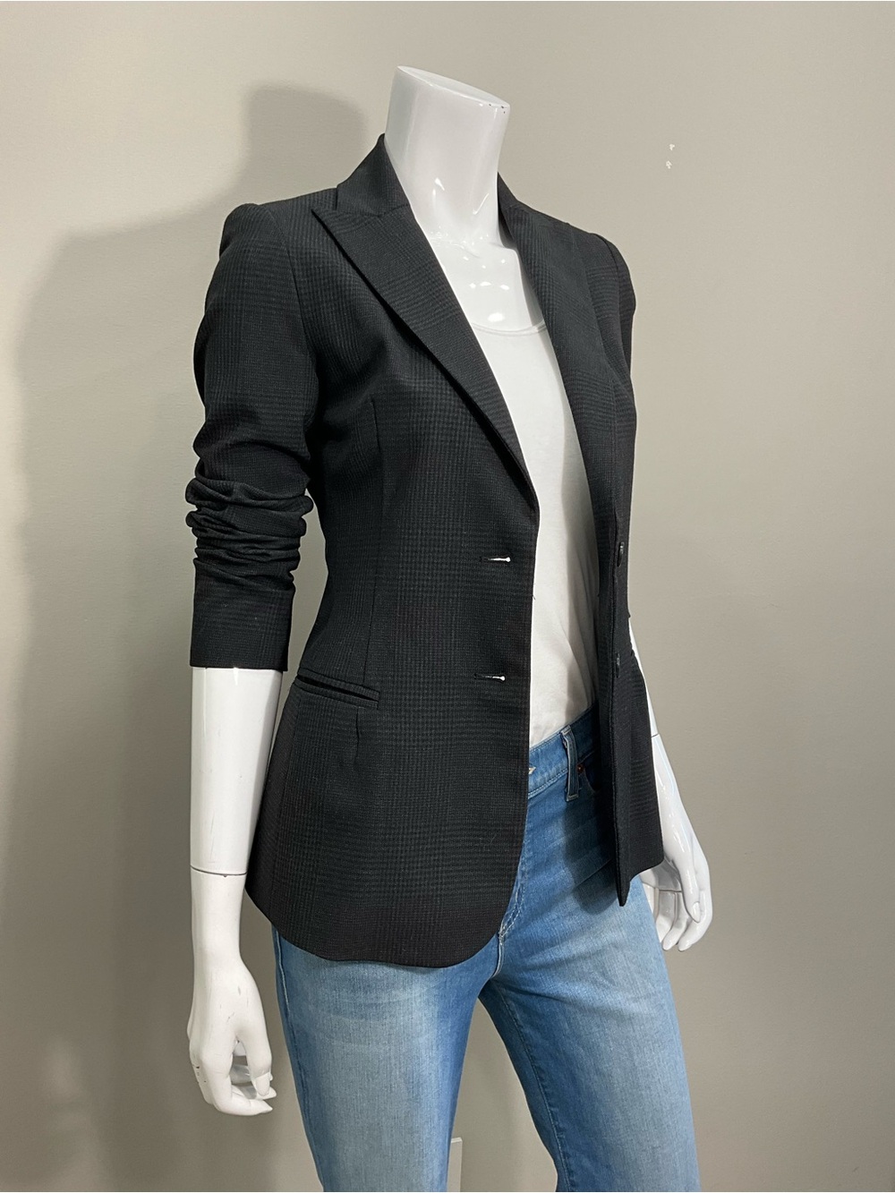 INDEX Aritzia Black Textured One Button Tailored Career Blazer Jacket XS